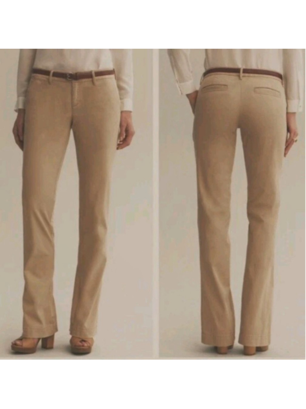 Banana Republic Tan Weekend Chino Kick Boot Soft Stretch Cotton Pants Size 0